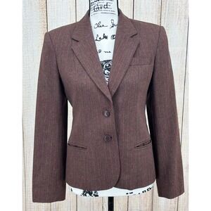Lee David Brown Wool Blazer Size 9/10 Single Breasted Jacket LTD Collection